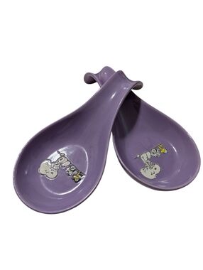 NEW Peanuts Ceramic Spoon Rests Lavender Pair